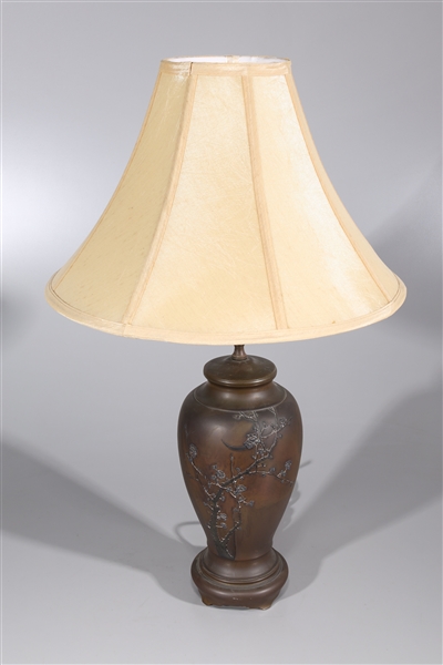 Lamp mounted on Japanese bronze base,
