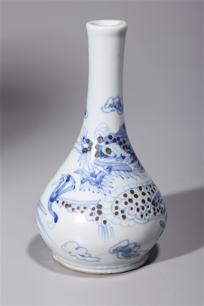 Korean blue, red, and white bottle vase