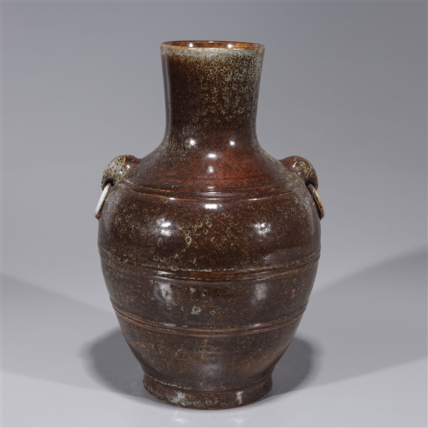 Chinese brown glazed ceramic vase with