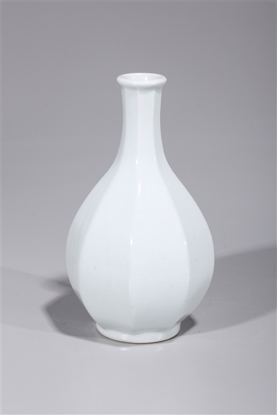 Korean white glazed faceted vase;