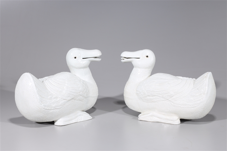 Pair of Chinese white glazed porcelain