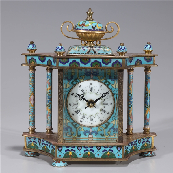 Enameled Cloisonne mantle clock