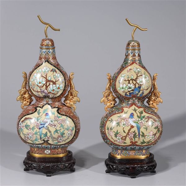 Pair of Chinese double gourd form