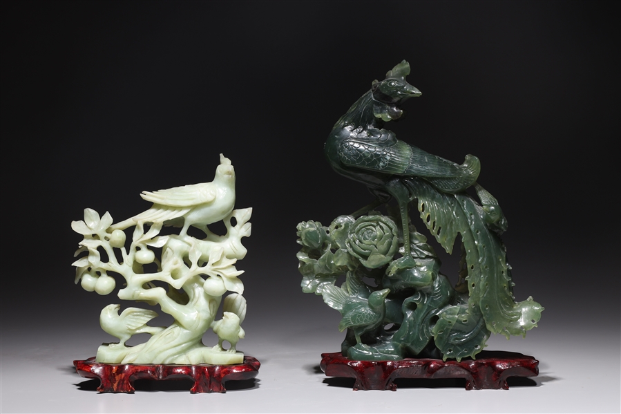 Two Chinese carved hardstone phoenix 2ad7f2