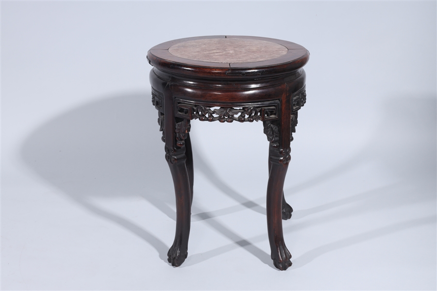 Chinese wooden stool with foliate