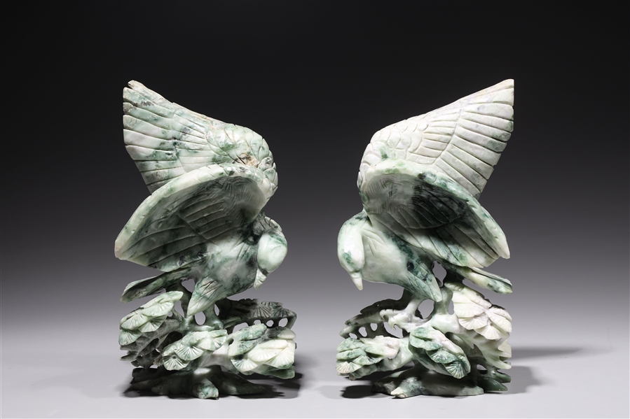 Pair of Chinese carved hardstone