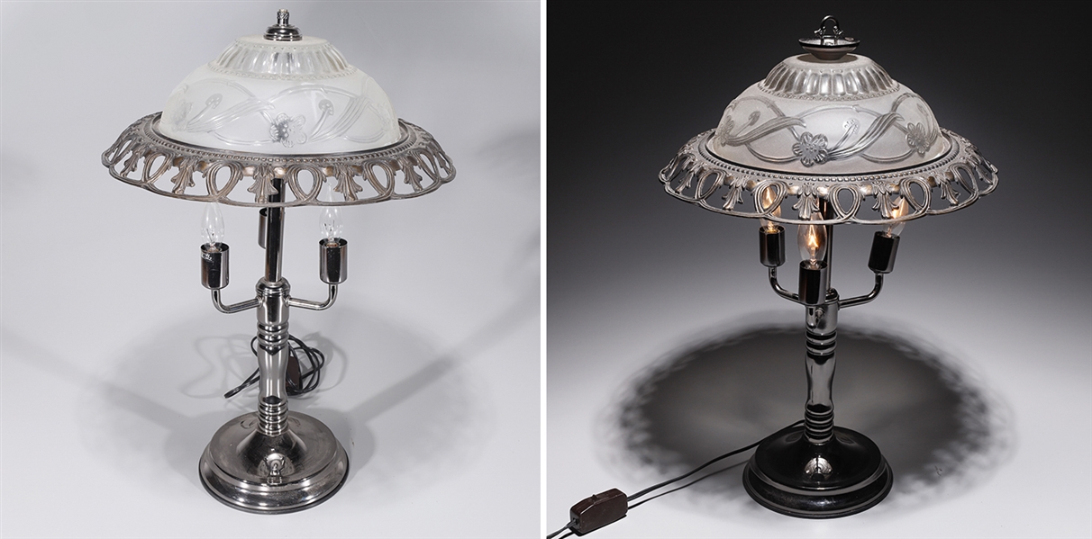 Pair of glass and metal lamps with 2ad7fd