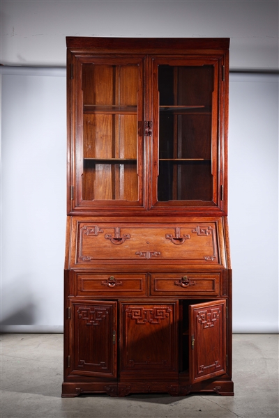 Large wooden secretary desk with hutch