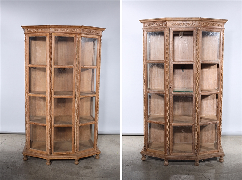 Two carved wooden display cabinets 2ad80f
