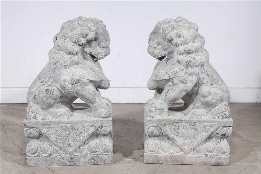 Pair of Chinese carved stone large 2ad8d7