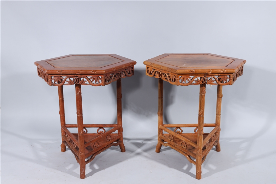 Pair of Chinese carved hexagonal 2ad8ef