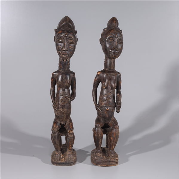 Pair of African carved wood fertility