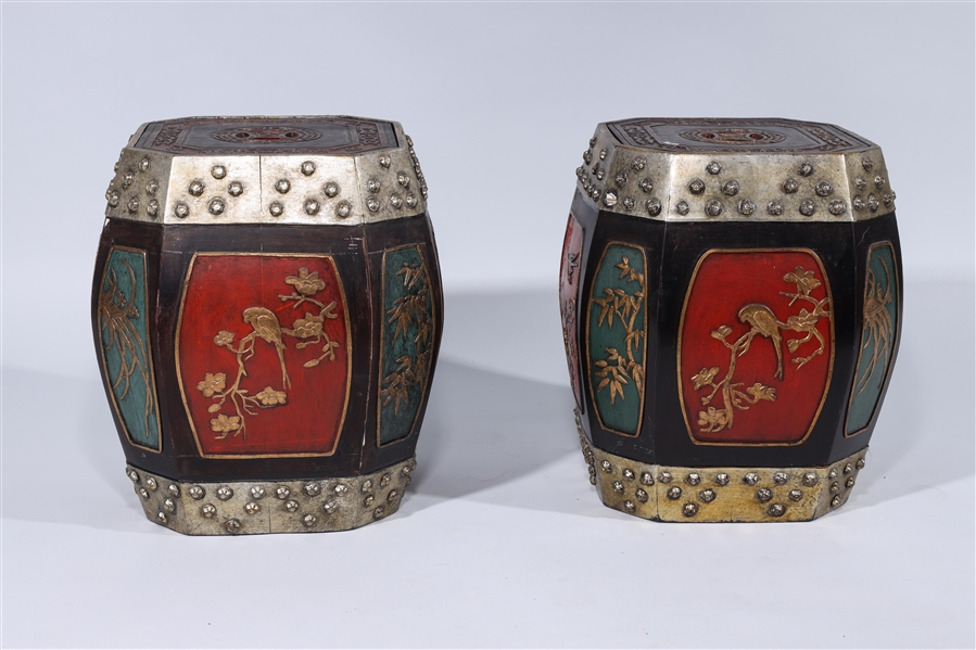 Pair of Chinese gilt and lacquered