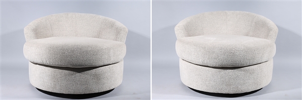 Pair of modern upholstered circular