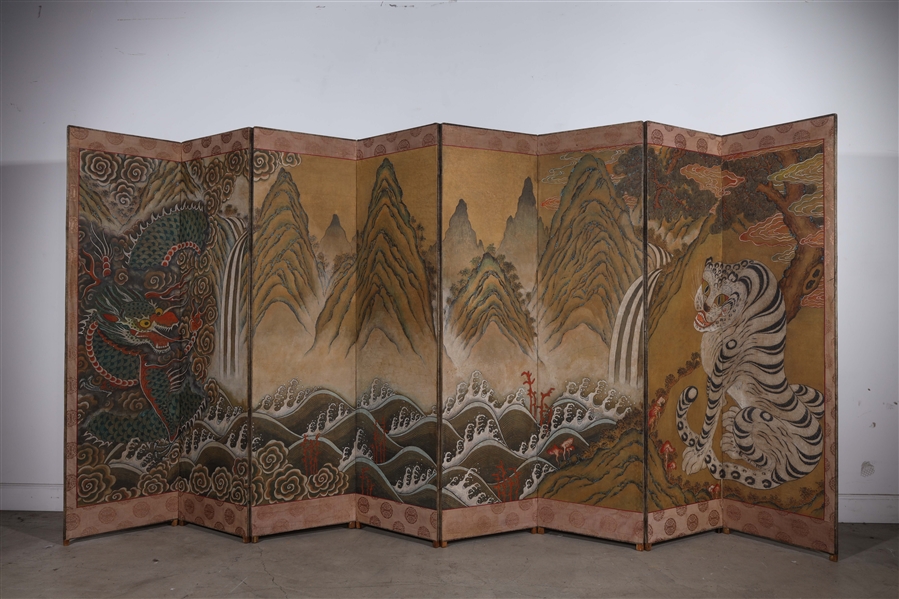 Large Korean painted 8 panel screen 2ad91e