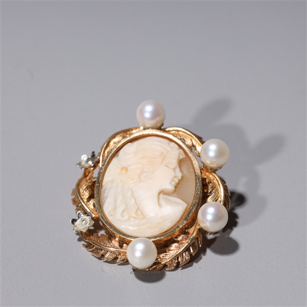 18k gold pendant broach with pearls 2ad942