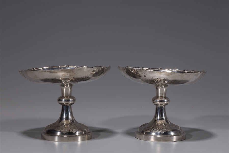 Pair of fine repousse silver Chinese