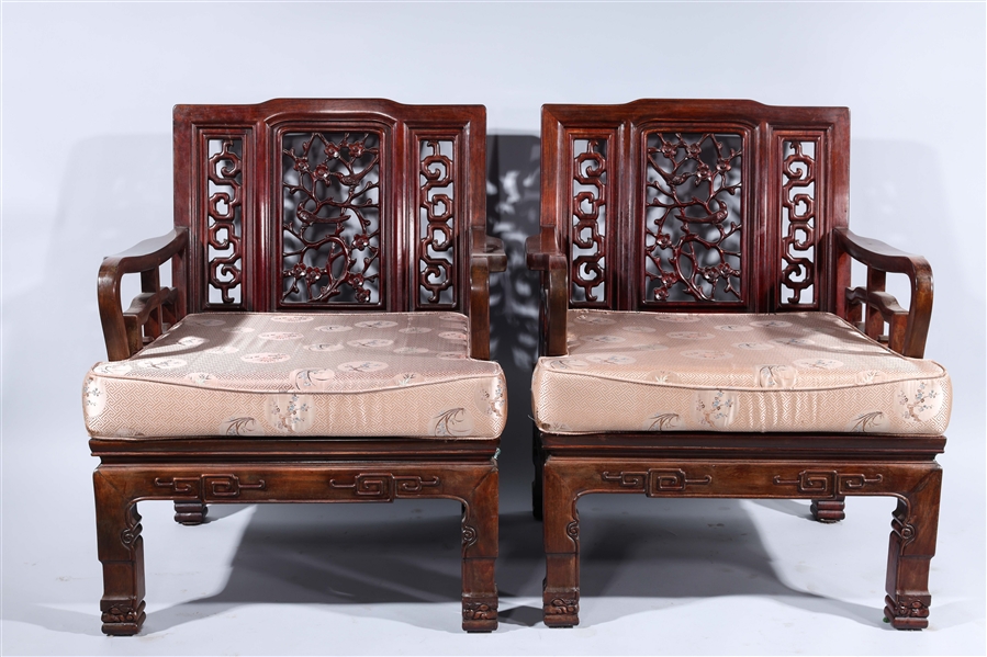 Pair Chinese Carved Wood Chairs 2ad995