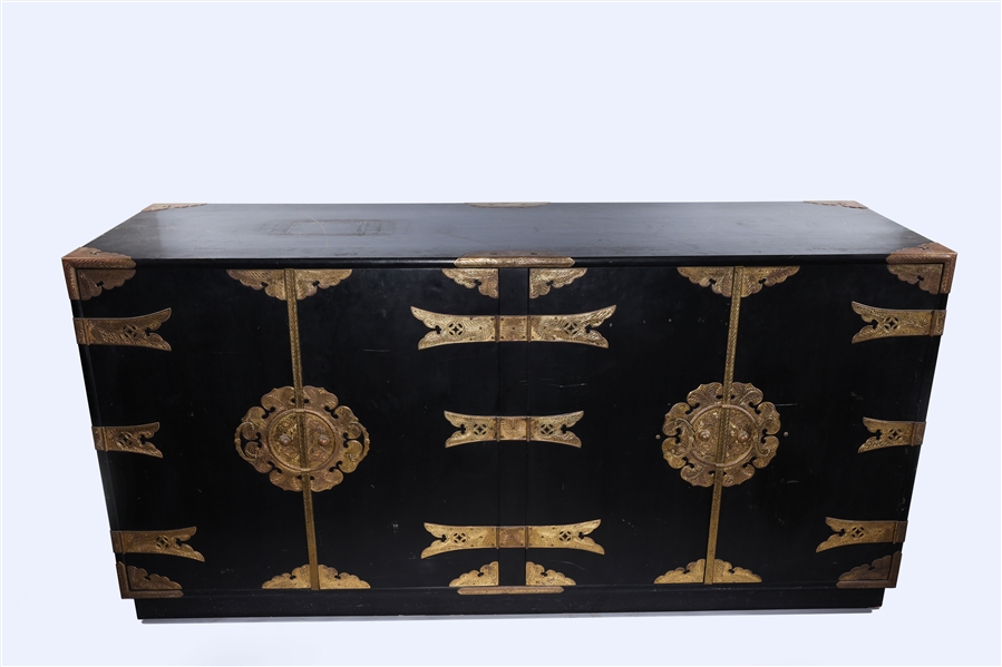 Black Chinese sideboard; with gold