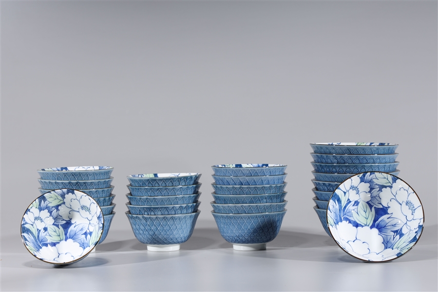 Each set containing nine Japanese bowls;