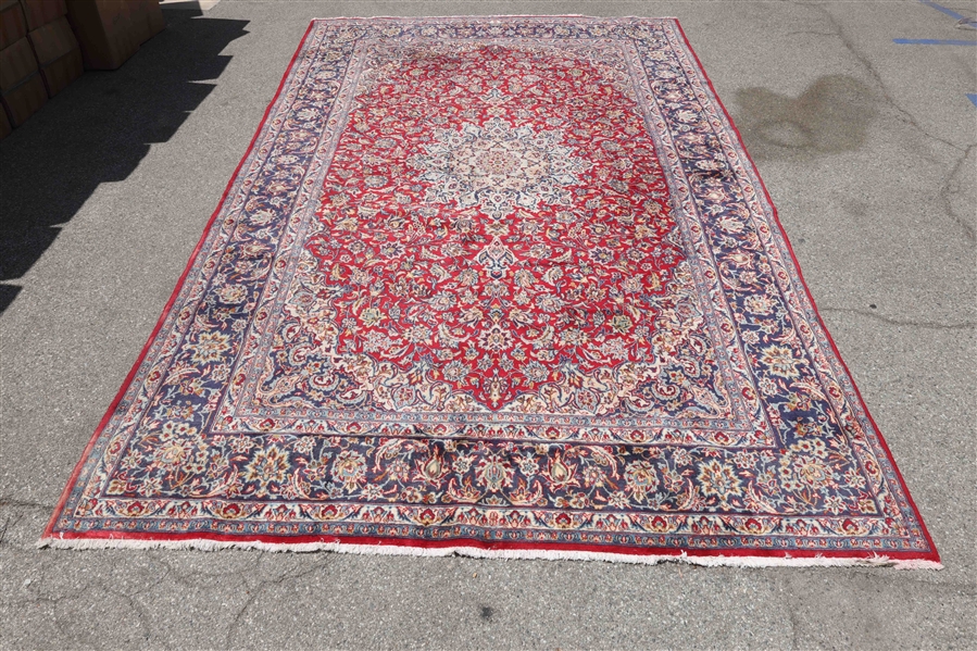Persian wool Kashan rug; 120" x