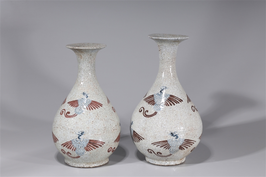 Two Chinese crackle glaze vases;