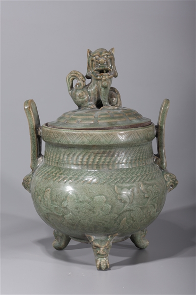 Large Chinese hardstone incense burner;