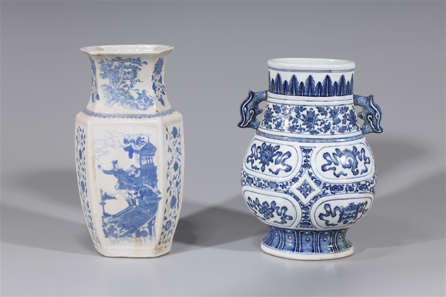 Two Chinese white porcelain flat