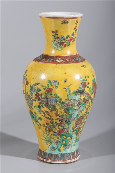 Tall antique Chinese enameled vase;