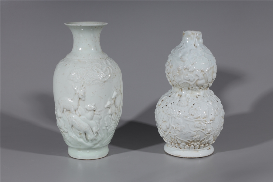 Two eggshell porcelain vases; each with