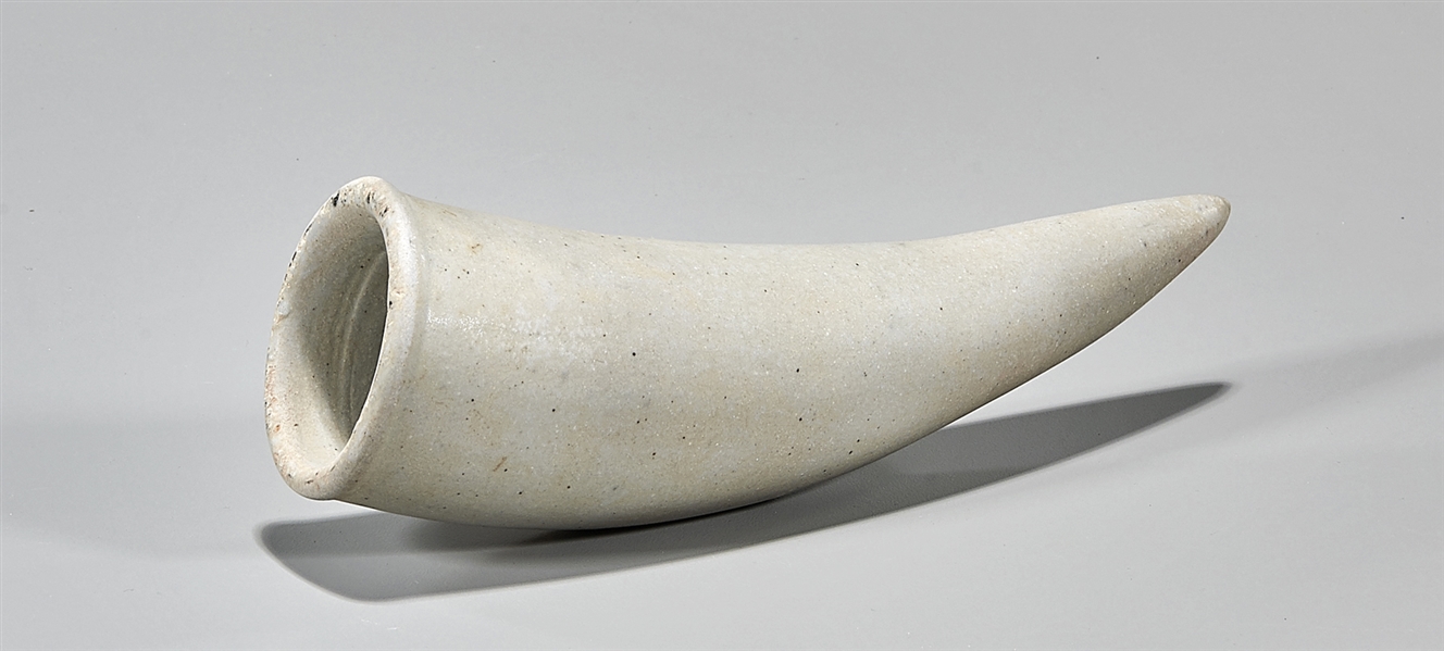 Korean white glazed horn form vessel  2ad9f7