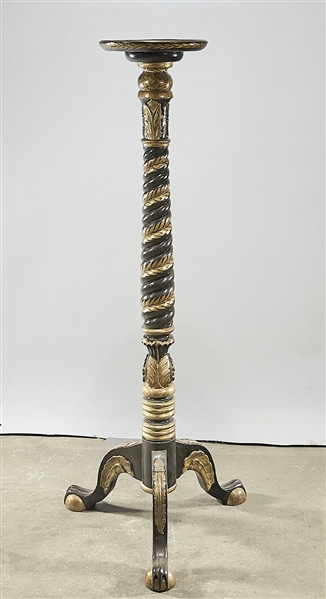 Black pedestal with gilt painted