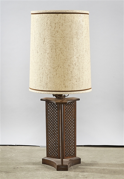 Vintage wood table lamp with tri form 2ada2d