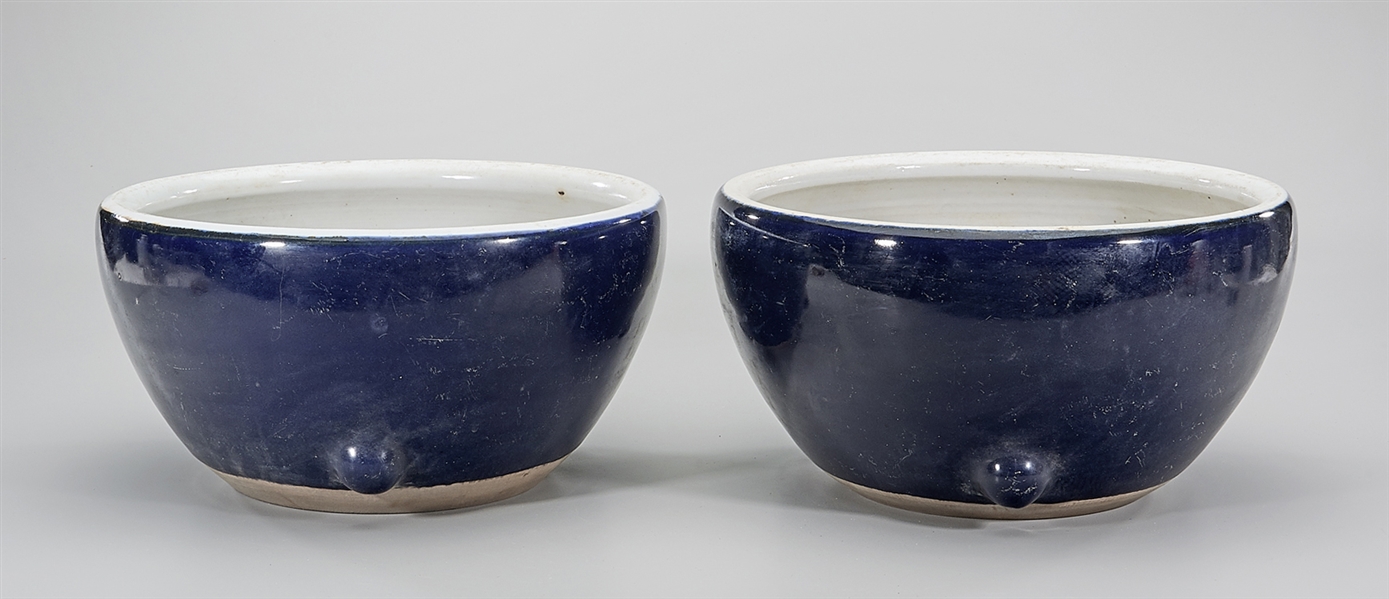 Pair of Chinese blue glazed porcelain