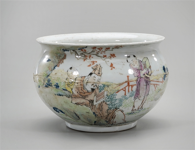 Chinese glazed porcelain basin;