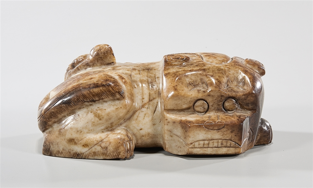 Chinese carved hardstone dog; 4"