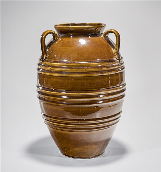 Large Chinese brown glazed porcelain
