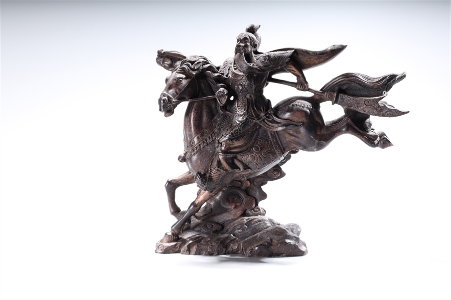 Chinese bronze Guandi on horseback;