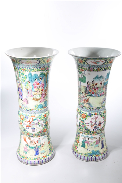 Two tall Chinese enameled porcelain
