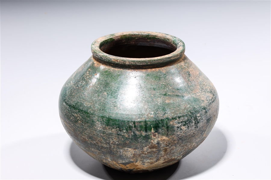 Chinese green glazed ceramic jar;
