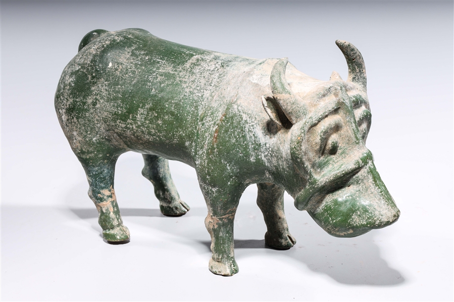 Chinese green glazed ceramic ox;