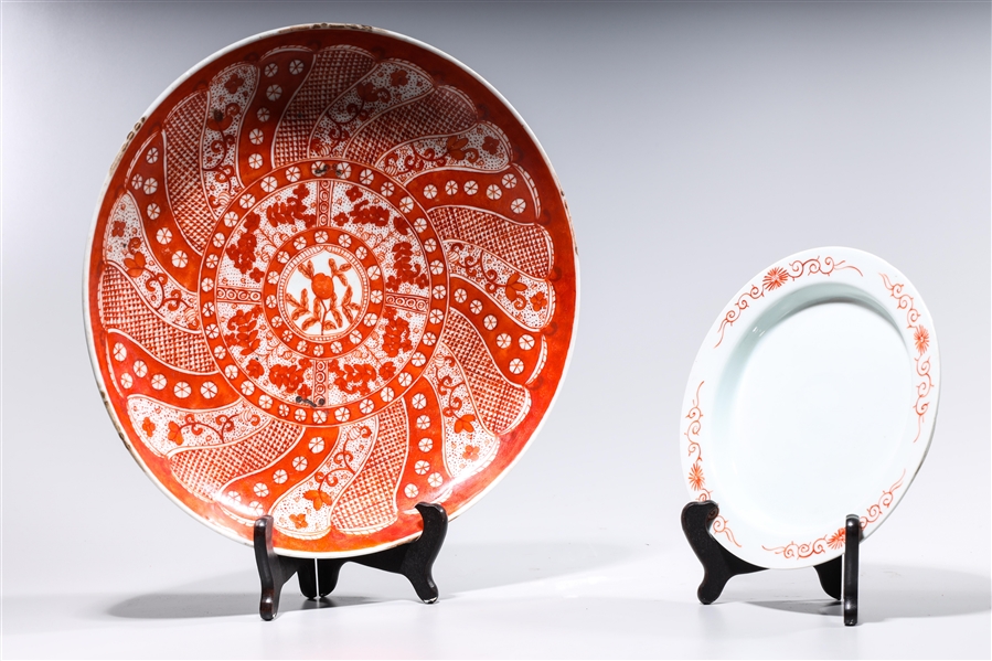 Two Chinese red and white porcelain