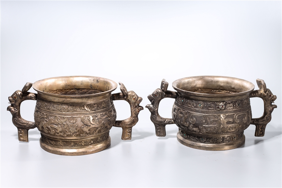 Two Chinese archaistic metal censers;