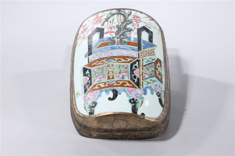 Chinese metal lined enameled porcelain