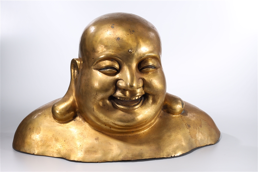 Chinese bronze bust of a Budhai;