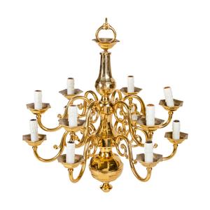 A Dutch Baroque Style Brass Twelve-Light