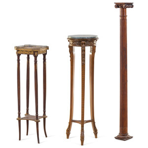 Three Carved Wood Pedestals
Late