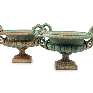 A Pair of Painted Cast Iron Jardinieres
Height
