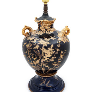 A Gilt Decorated Cobalt Glazed