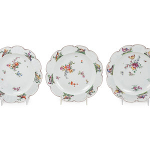 A Set of Three Chelsea Porcelain Dessert